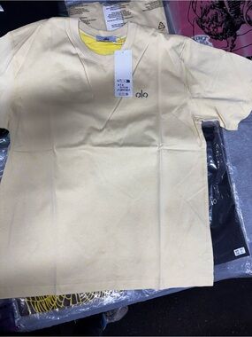 ALO Yoga Kids Pale Yellow Crew Tee